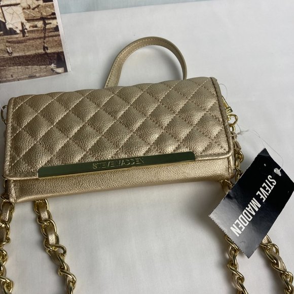 Evening Party Fold over Flap Clutch Crossbody Gold - Picture 5 of 5